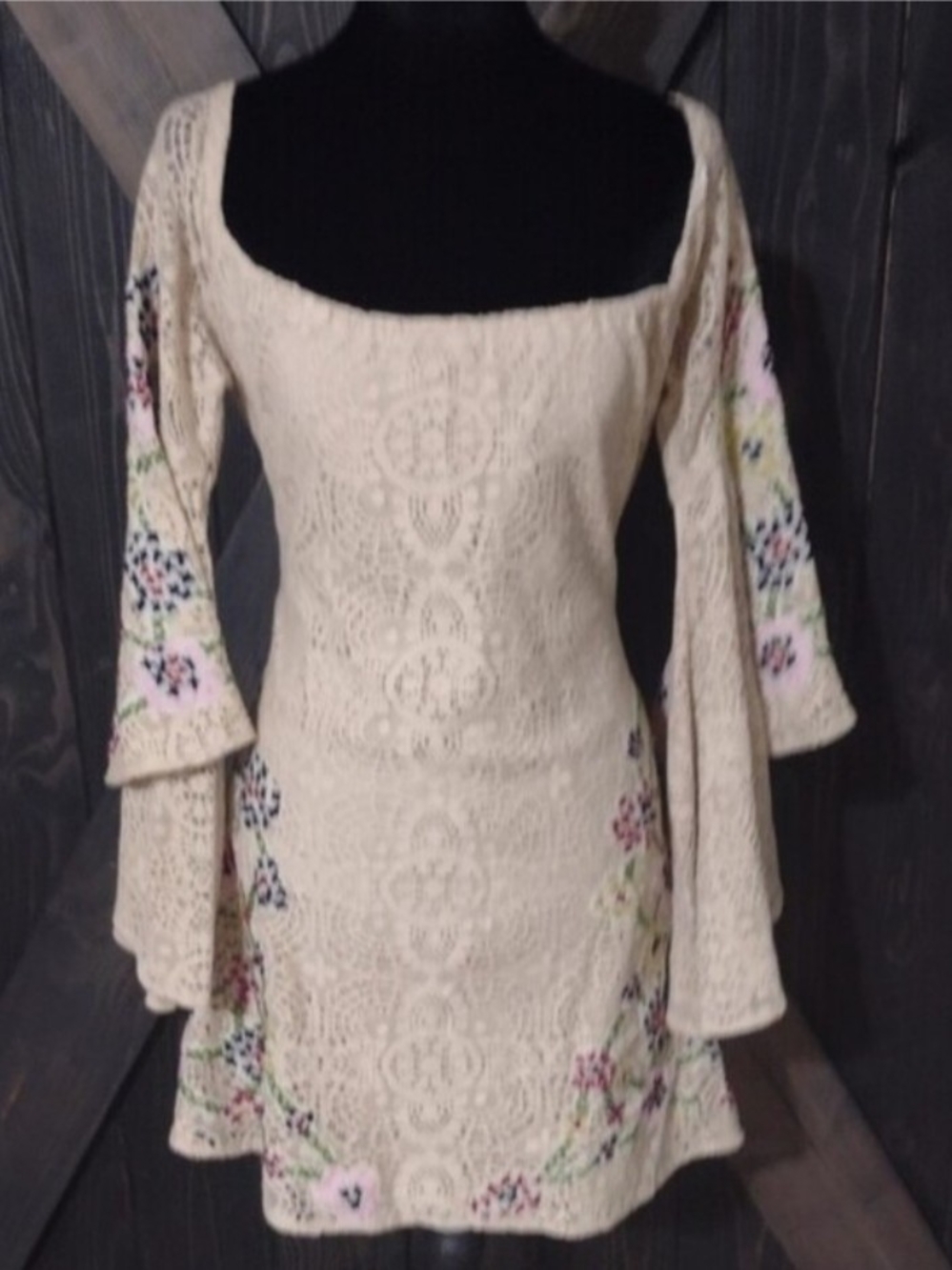 Judith March Cream Lace Dress Festive Wear Concert Cottage Core Romantic Boho